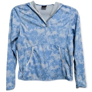 Nike dri-fit floral tie dye lightweight athletic blue hoodie sweatshirt